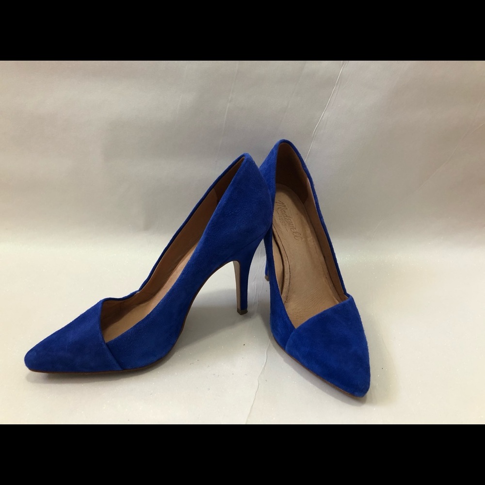 Madewell Asymmetrical Blue Suede Pumps sz 6.5